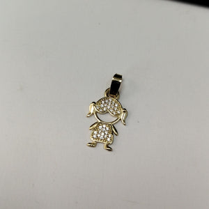 DIJE TEJIDO NIÑA CON CIRCONIAS 14K 0.9 GR (NUEVO)