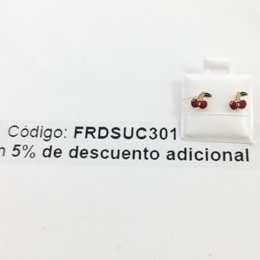 BROQUELES BROQUE FIG CEREZA C ESMALTE 14K 0.2203 GR (NUEVO)