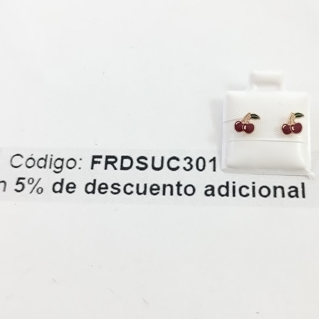 BROQUELES BROQUE FIG CEREZA C ESMALTE 14K 0.2203 GR (NUEVO)