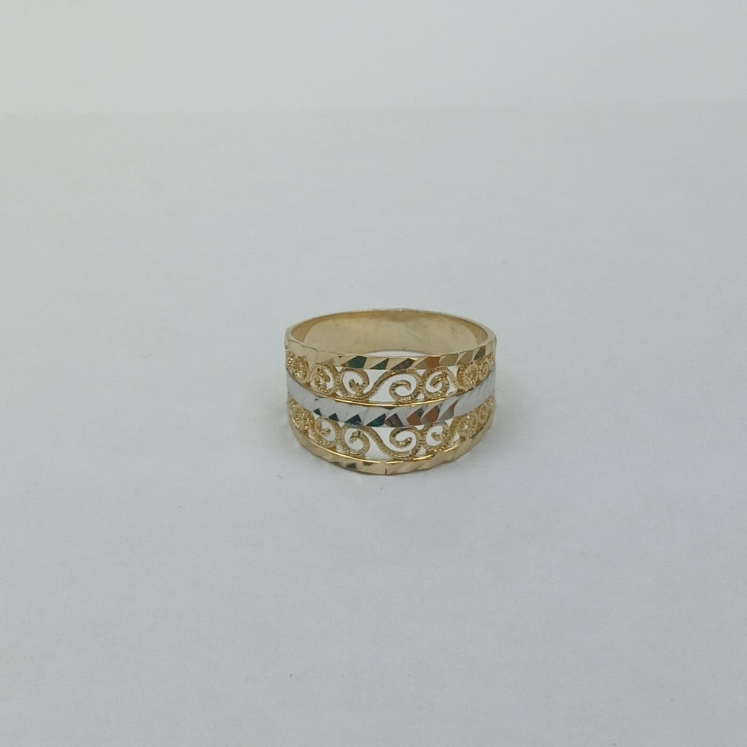 ANILLOS TIPO FILIGRANA COMBINADO 14K TALLA 7 2.8 GR (NUEVO)