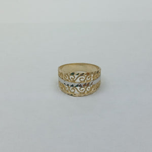 ANILLOS TIPO FILIGRANA COMBINADO 14K TALLA 7 2.8 GR (NUEVO)