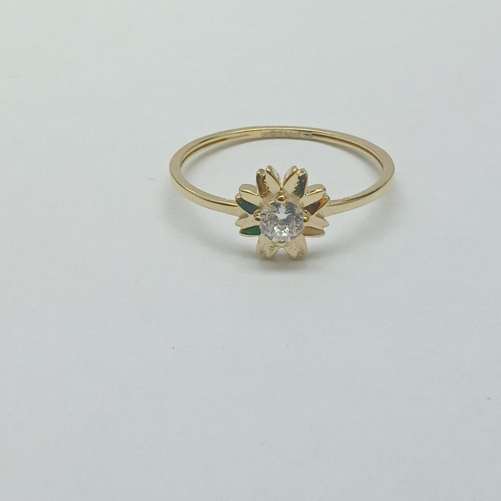 ANILLOS FIG FLOR CON CIRCONIAS 14K TALLA 7 1 GR (NUEVO)