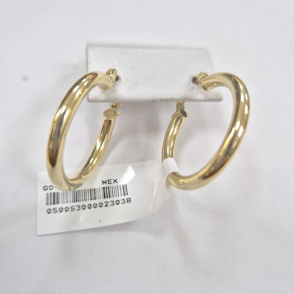 ARETES TEJIDO ARRACADAS LISAS HUECAS 14K 2.1 GR (NUEVO)
