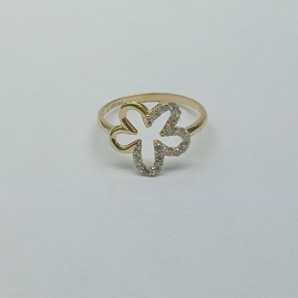 ANILLOS FIGURA FLOR CON CIRCONIA 14K TALLA 7 1.6 GR (NUEVO)
