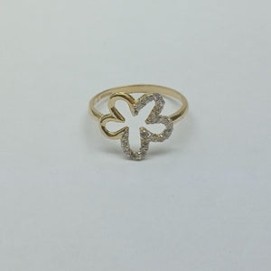 ANILLOS FIGURA FLOR CON CIRCONIA 14K TALLA 7 1.6 GR (NUEVO)