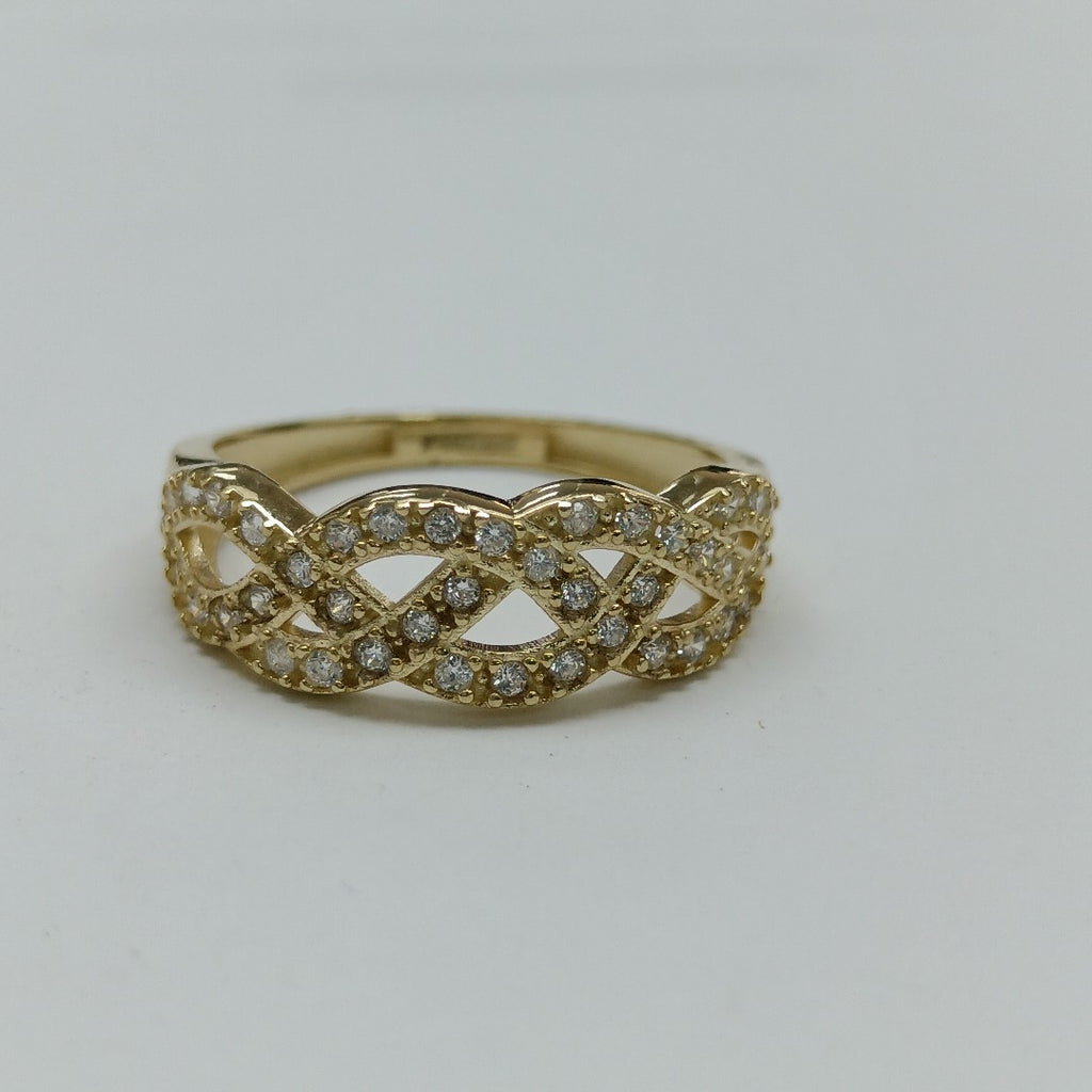 ANILLOS TRENZADO CON CIRCONIAS 14K TALLA 7 2.4 GR (NUEVO)