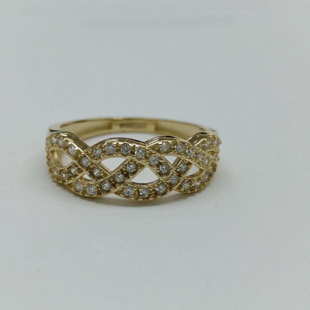 ANILLOS TRENZADO CON CIRCONIAS 14K TALLA 7 2.4 GR (NUEVO)