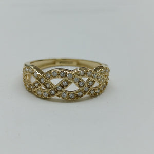 ANILLOS TRENZADO CON CIRCONIAS 14K TALLA 7 2.4 GR (NUEVO)
