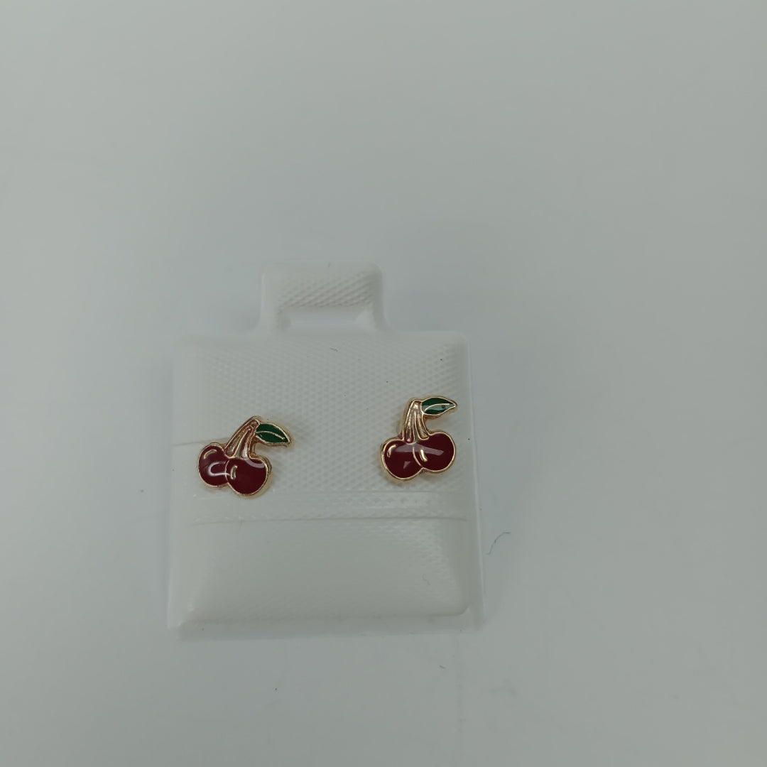 BROQUELES BROQUE FIG CEREZA C ESMALTE 14K 0.2203 GR (NUEVO)