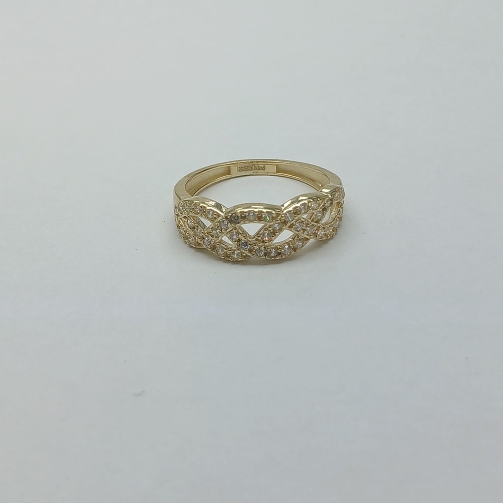 ANILLOS TRENZADO CON CIRCONIAS 14K TALLA 7 2.4 GR (NUEVO)