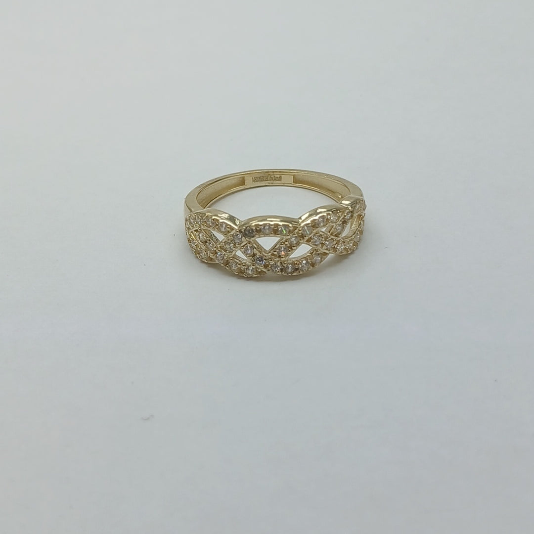ANILLOS TRENZADO CON CIRCONIAS 14K TALLA 7 2.4 GR (NUEVO)