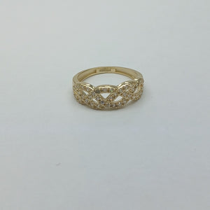 ANILLOS TRENZADO CON CIRCONIAS 14K TALLA 7 2.4 GR (NUEVO)