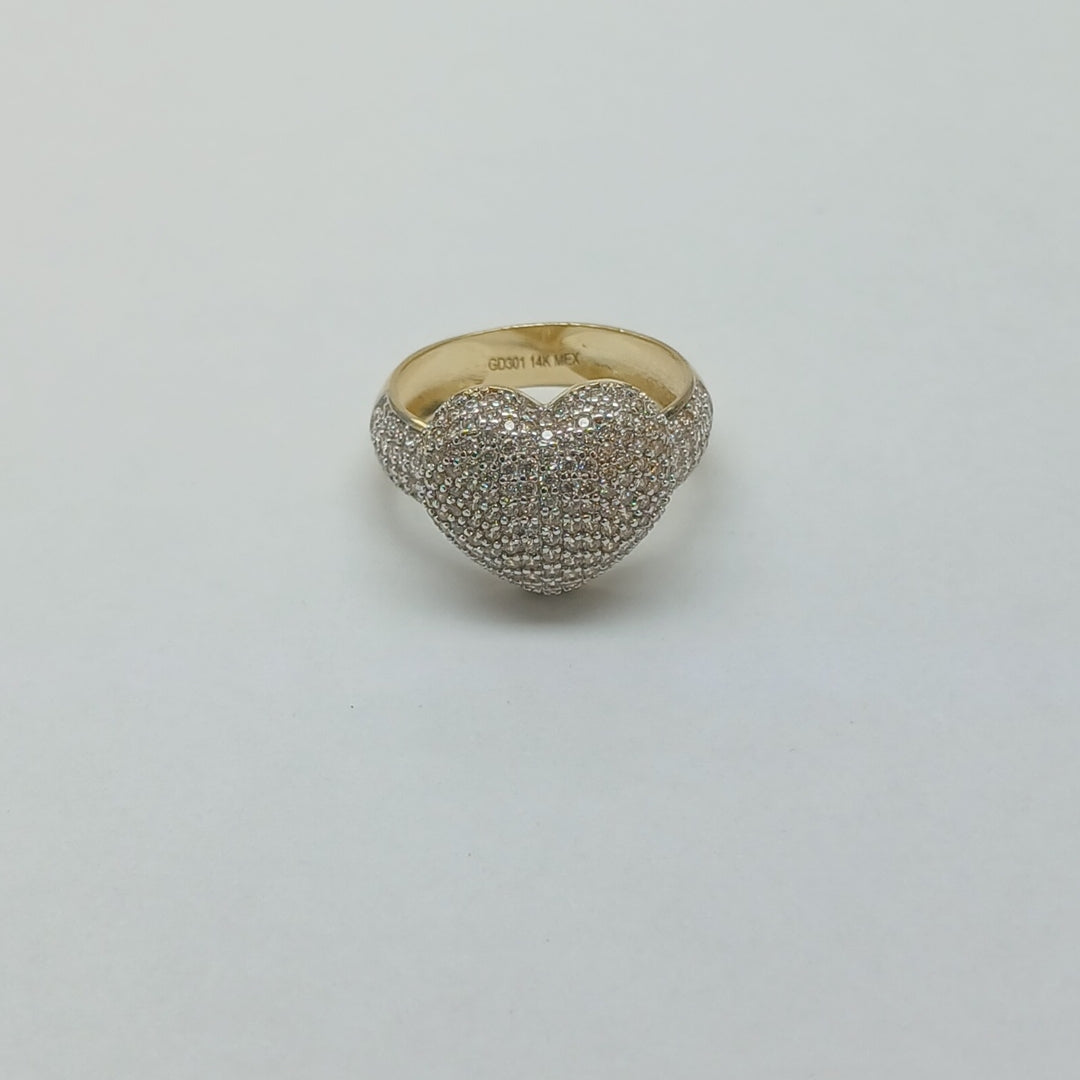 ANILLO ANILLITO CORAZON C CIRCONIAS 14K 7 TALLA 4.8 GR (NUEVO)