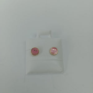BROQUELES BROQUEL FIG SONRISA ESMALTE ROSA 14K 0.1696 GR (NUEVO)