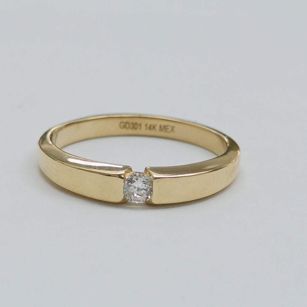 ANILLO ANILLITO SOLITARIO C CIRCONIA 14K 8 TALLA 2.8 GR (NUEVO)