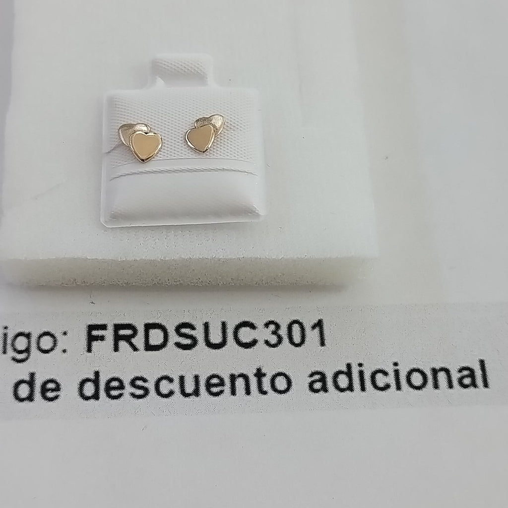 BROQUELES BROQUEL CORAZON DOBLE 14K 0.2171 GR (NUEVO)