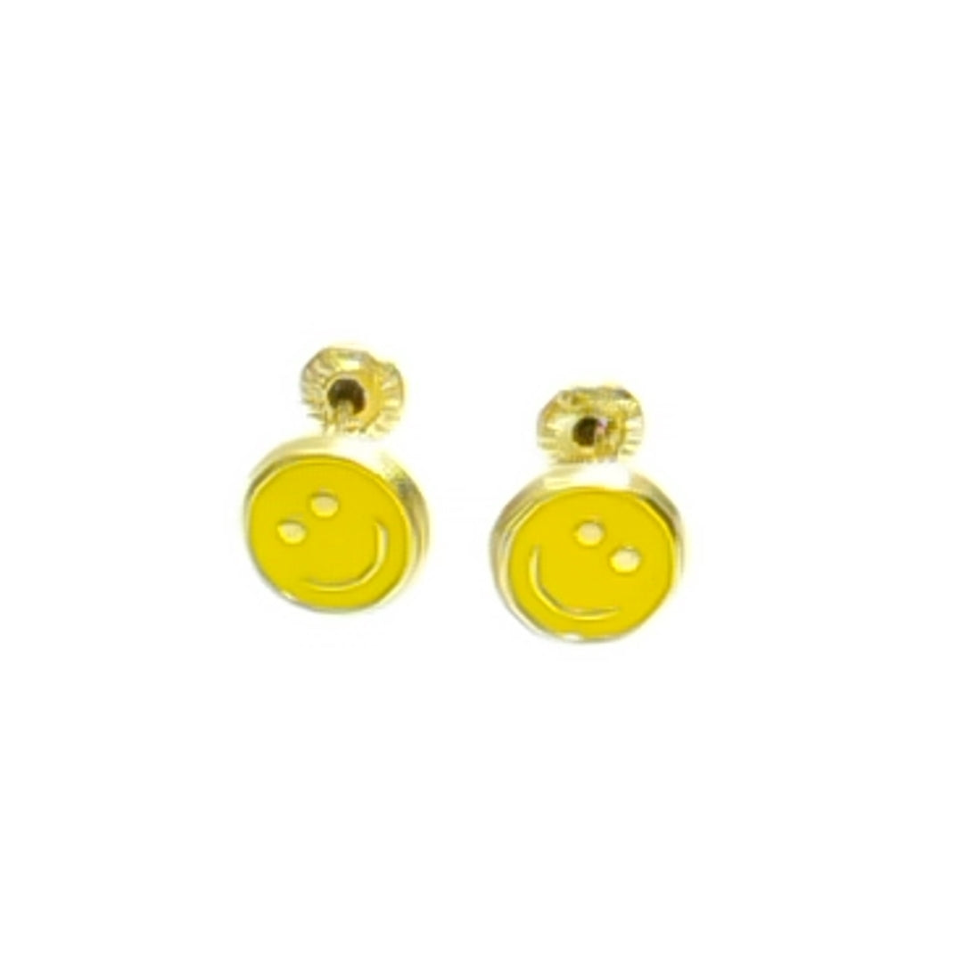 BROQUELES BROQUEL FIG SONRISA ESMALTE AMARILLO 14K 0.2074 GR (NUEVO)
