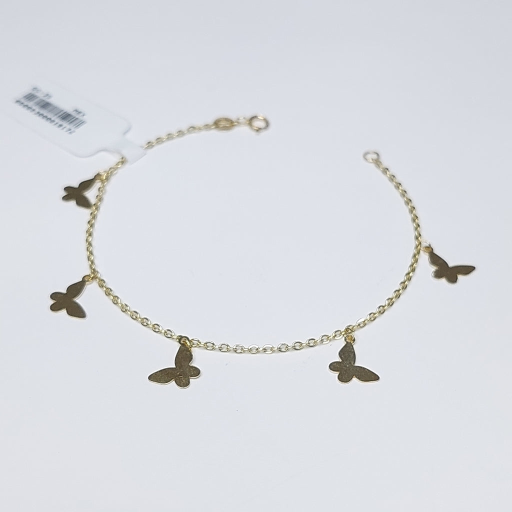 PULSERA ESPECIAL CON MARIPOSAS 14K 18 CM 2.1 GR (NUEVO)