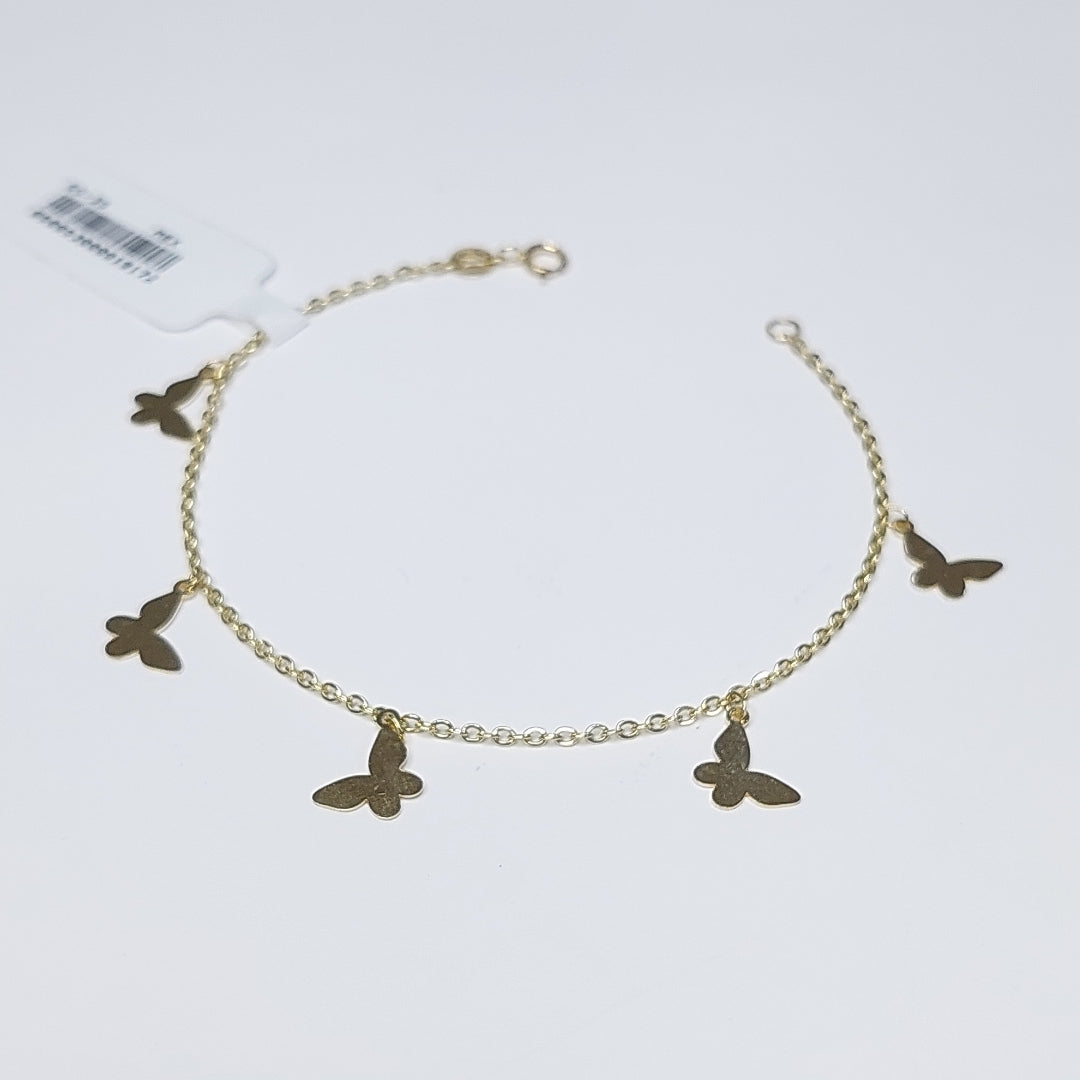 PULSERA ESPECIAL CON MARIPOSAS 14K 18 CM 2.1 GR (NUEVO)