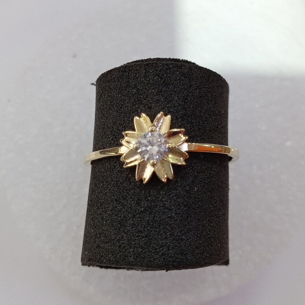 ANILLOS FLOR Y CIRCONIA 14K TALLA 8 0.9 GR (NUEVO)