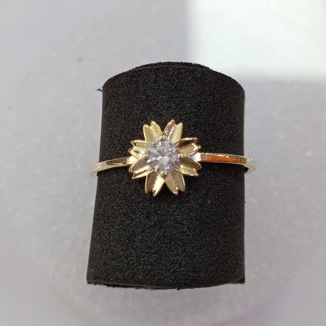 ANILLOS FLOR Y CIRCONIA 14K TALLA 8 0.9 GR (NUEVO)