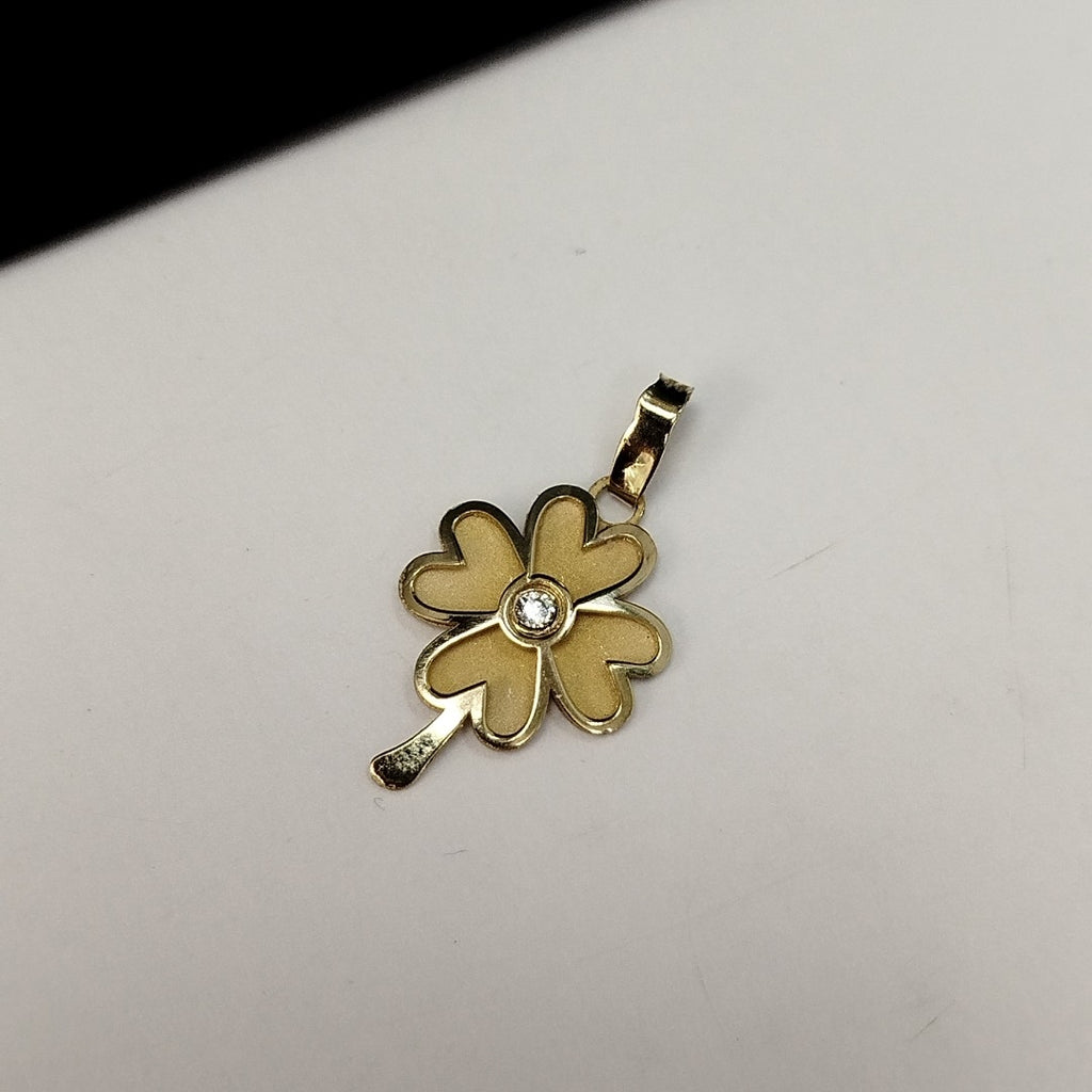 DIJE FIG TREBOL C CIRCONIA 14K 0.8 GR (NUEVO)
