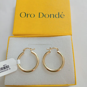 ARETES TEJIDO ARRACADAS LISAS HUECAS 14K 2.1 GR (NUEVO)