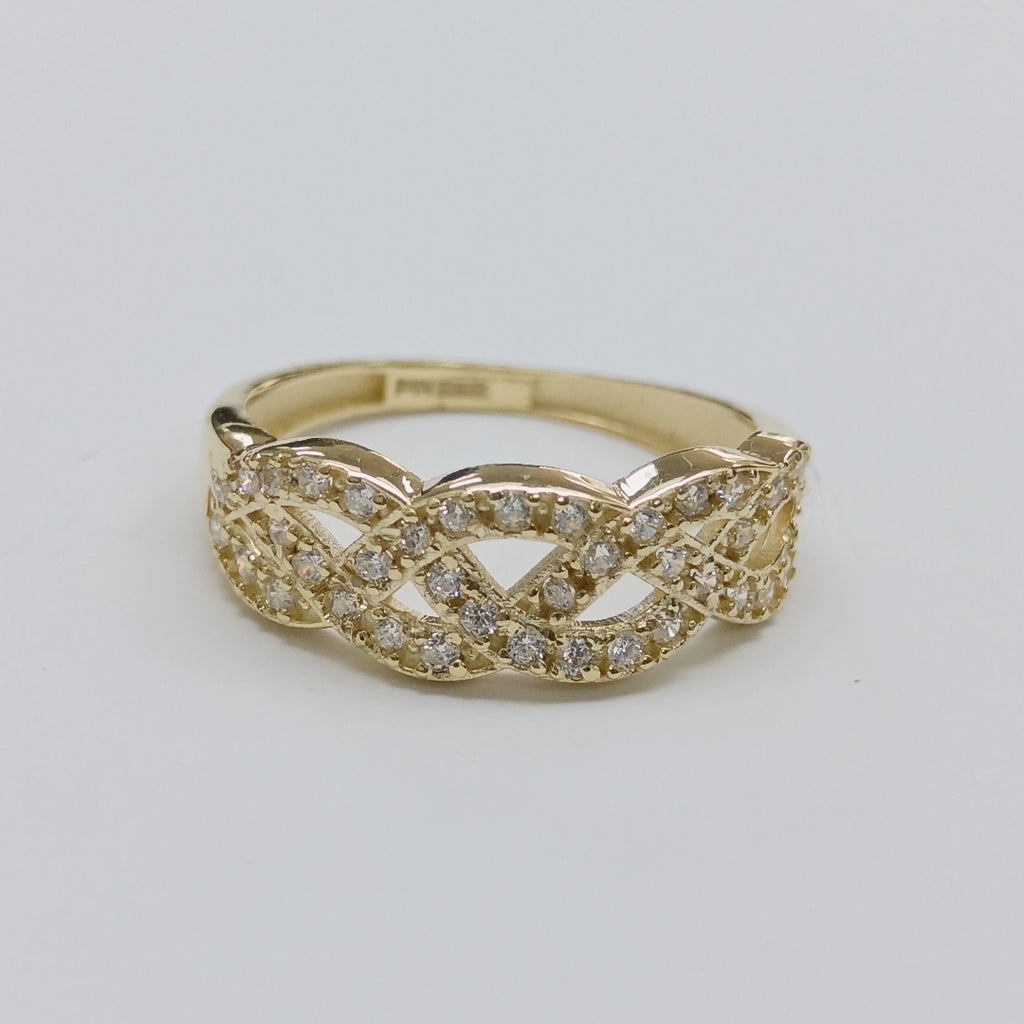 ANILLOS TRENZADO CON CIRCONIAS 14K TALLA 7 2.3 GR (NUEVO)