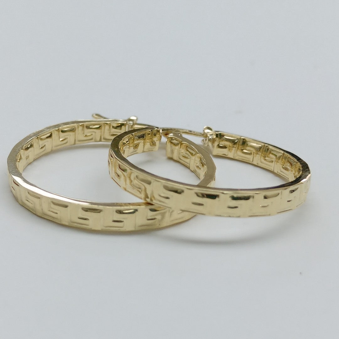 ARETES TEJIDO ARRACADA CON GRECAS 14K 2.7 GR (NUEVO)