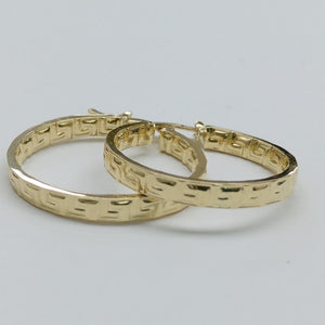 ARETES TEJIDO ARRACADA CON GRECAS 14K 2.7 GR (NUEVO)