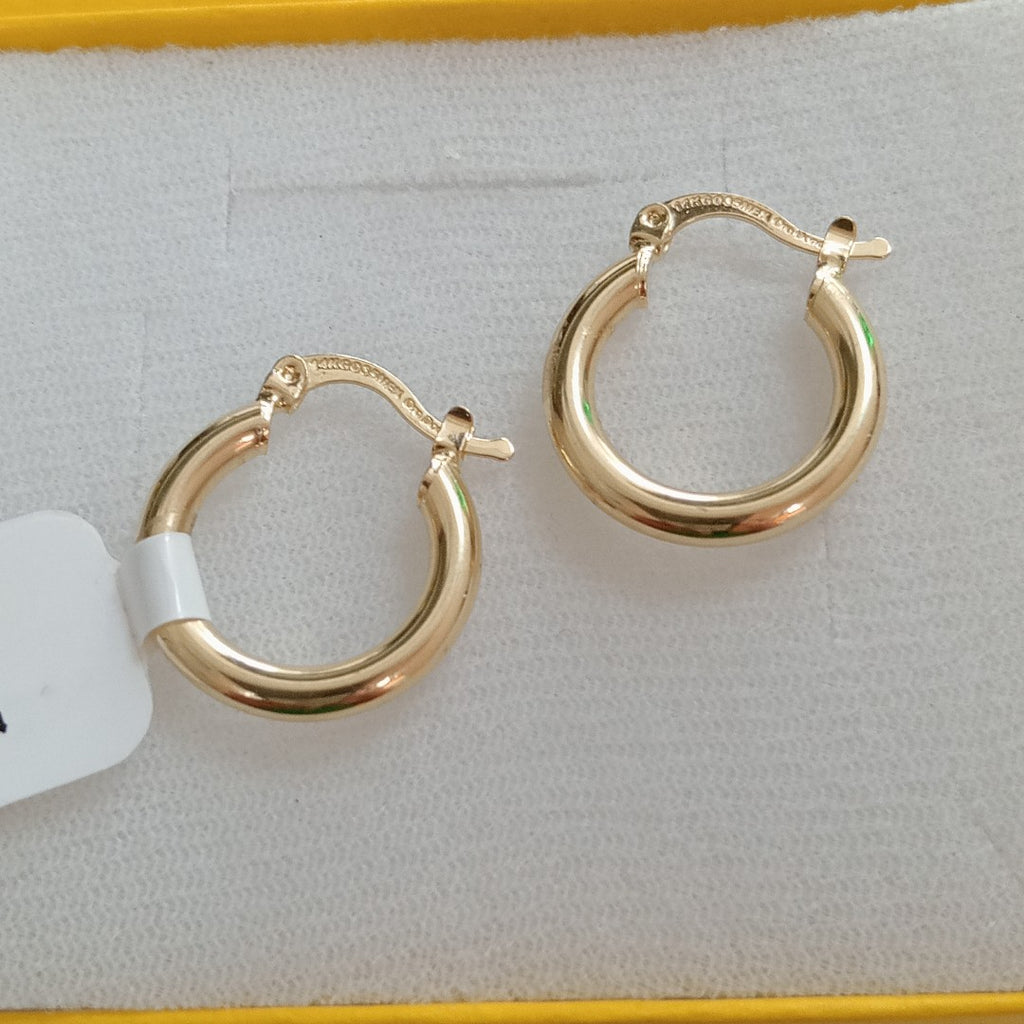 ARETES TEJIDO ARRACADAS LISAS 14K 1.6 GR (NUEVO)