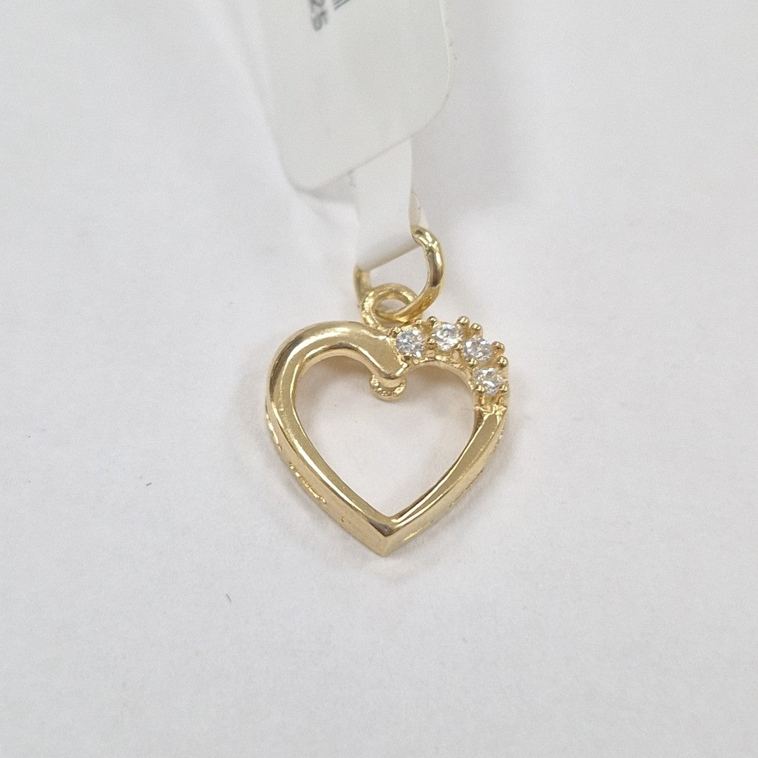 DIJE CORAZON CON CIRCONIAS 14K 1.4 GR (NUEVO)