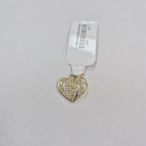 DIJE TEJIDO CORAZON CON CIRCONIAS Y ARBOL DE LA VIDA 14K 0.8 GR (NUEVO)