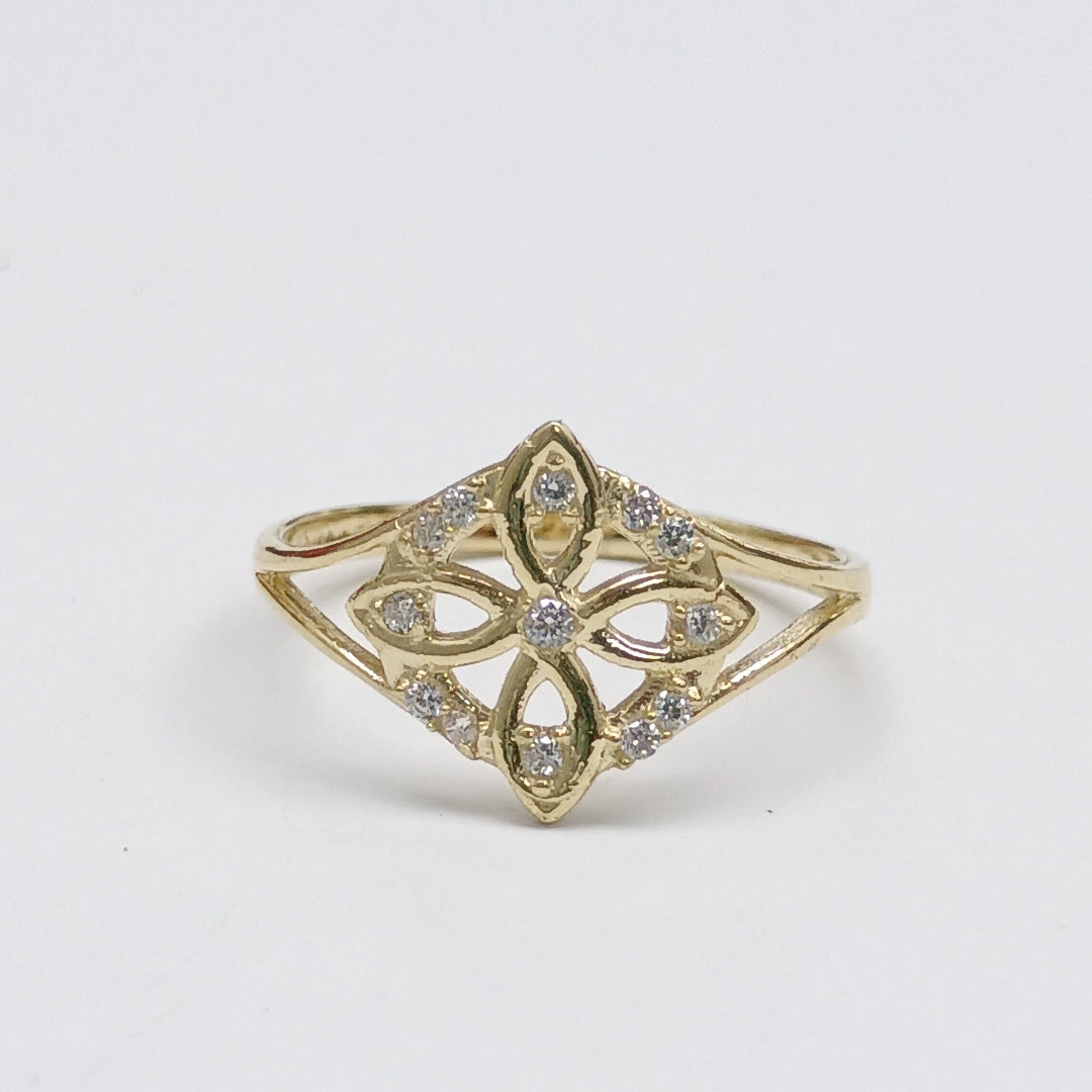 ANILLOS ANILLITO FIG NUDO DE BRUJA CON CIRCONIAS 10K TALLA 8 1.7 GR (NUEVO)
