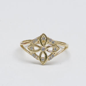 ANILLOS ANILLITO FIG NUDO DE BRUJA CON CIRCONIAS 10K TALLA 8 1.7 GR (NUEVO)