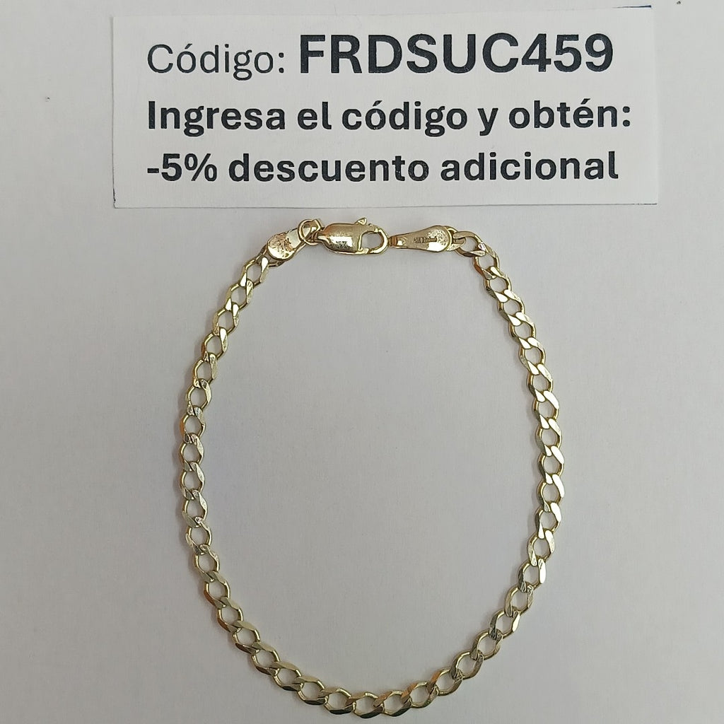 PULSERA TEJIDO BARBADA 14K 18 CM 3.5 GR (NUEVO)