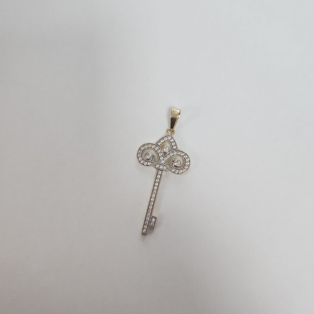 DIJE LLAVE C CIRCONIAS 14K 1.6 GR (NUEVO)
