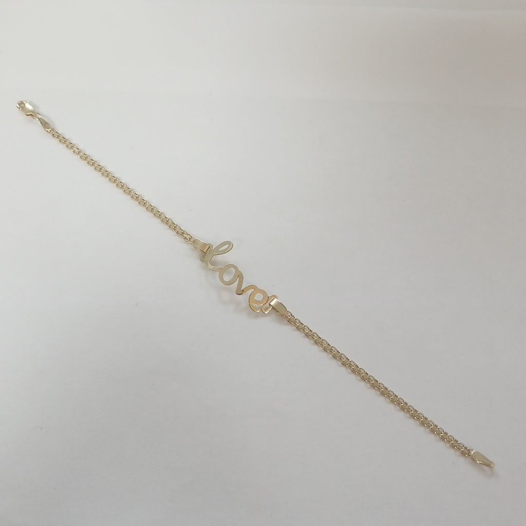 PULSERA ESCLAVA GRABADA LOVE 10K 18 CM 2.7 GR (NUEVO)