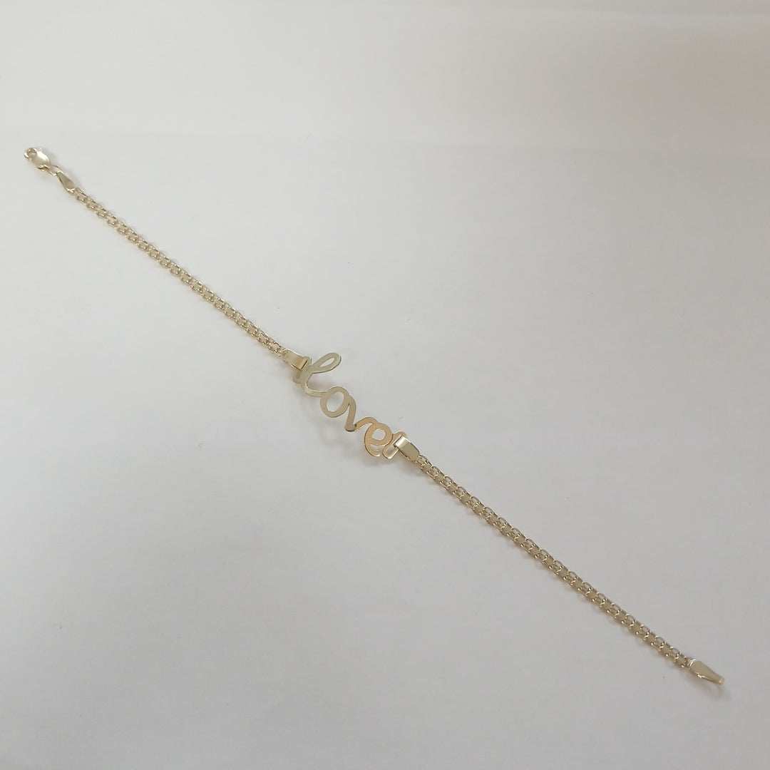 PULSERA ESCLAVA GRABADA LOVE 10K 18 CM 2.7 GR (NUEVO)