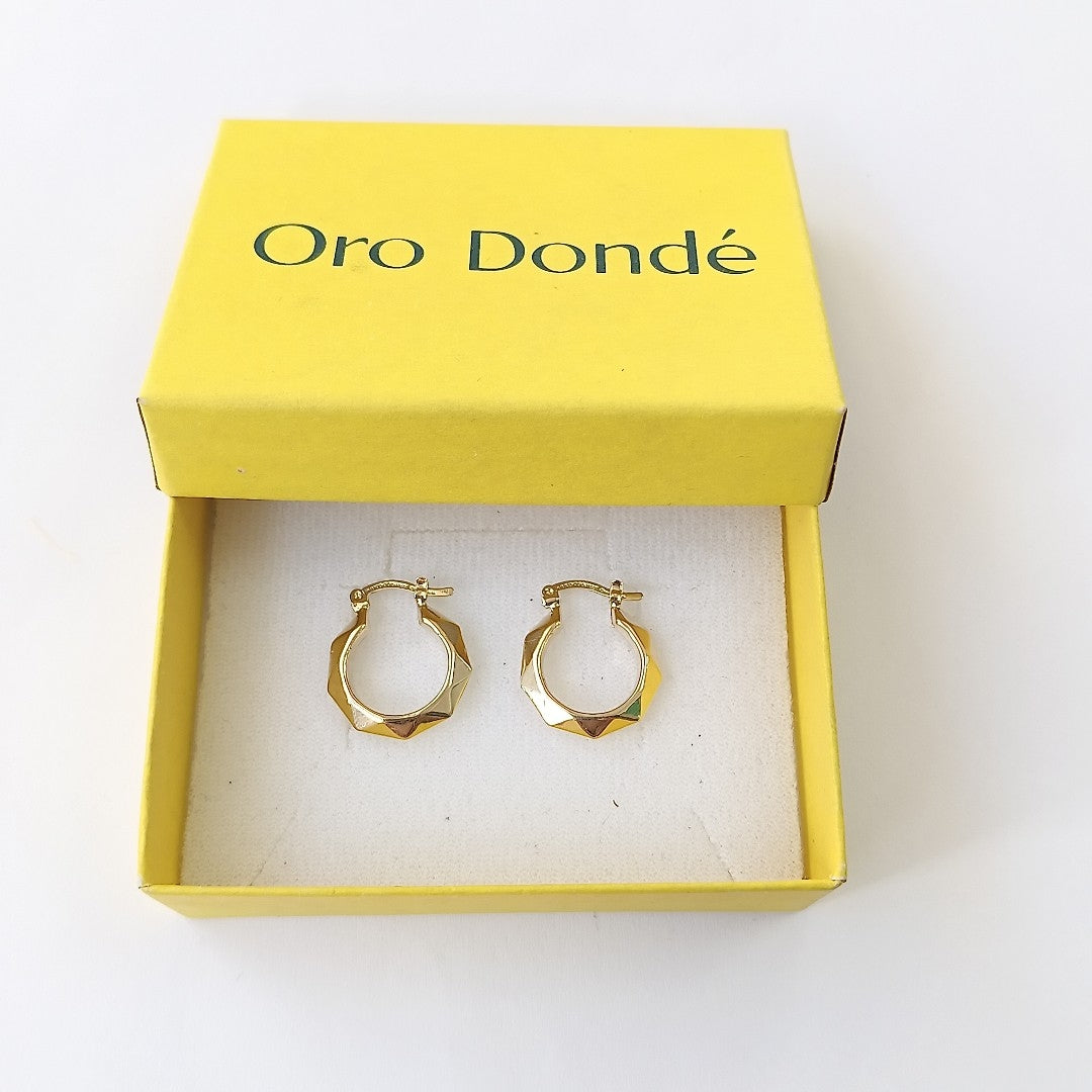 ARETES TEJIDO ARRACADAS FACETADAS 14K 1.8 GR (NUEVO)