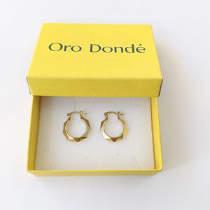ARETES TEJIDO ARRACADAS FACETADAS 14K 1.8 GR (NUEVO)