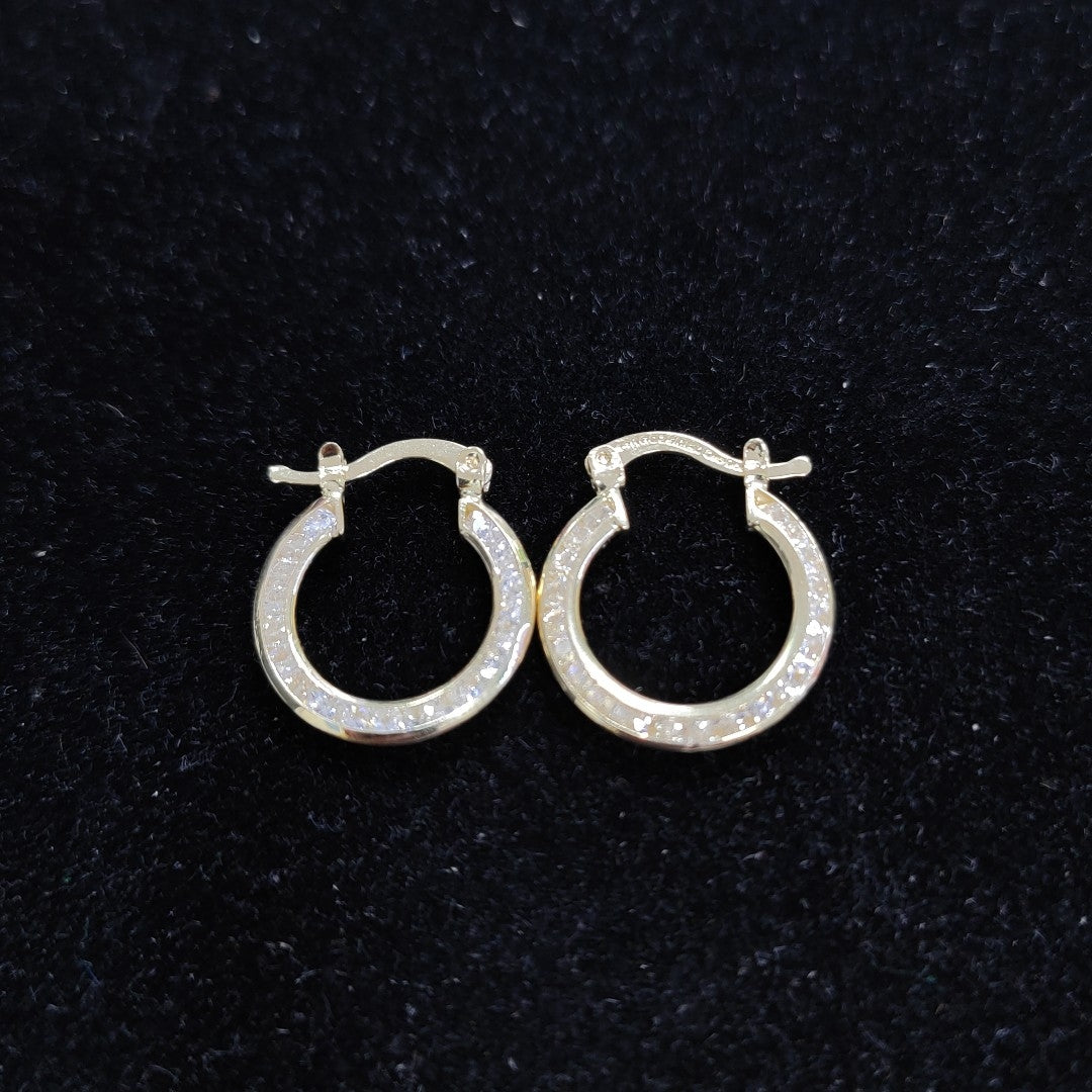 ARETES ARRACADAS CON CIRCONIAS 14K 2.4 GR (NUEVO)