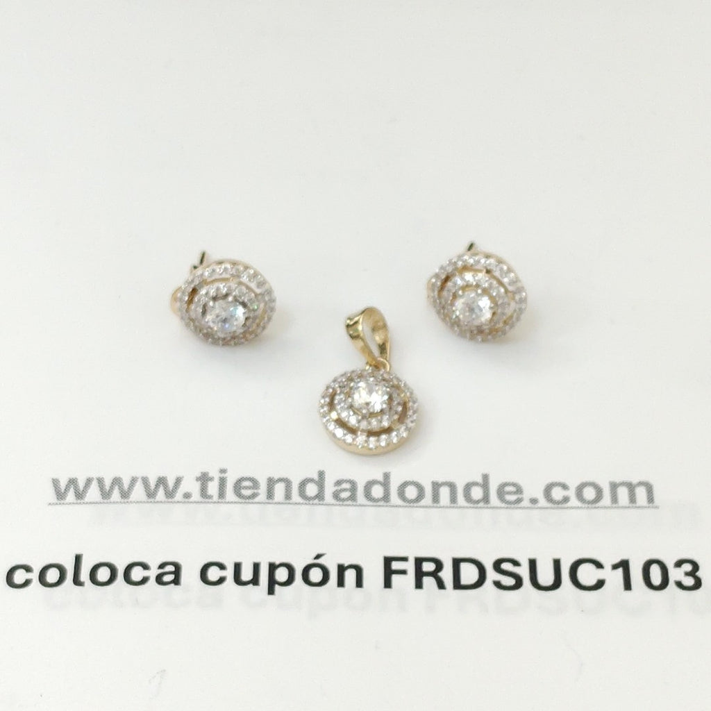 BROQUELES MEDIO ADEREZO BROQUELES Y DIJE C CIRCONIAS 14K 4 GR (NUEVO)