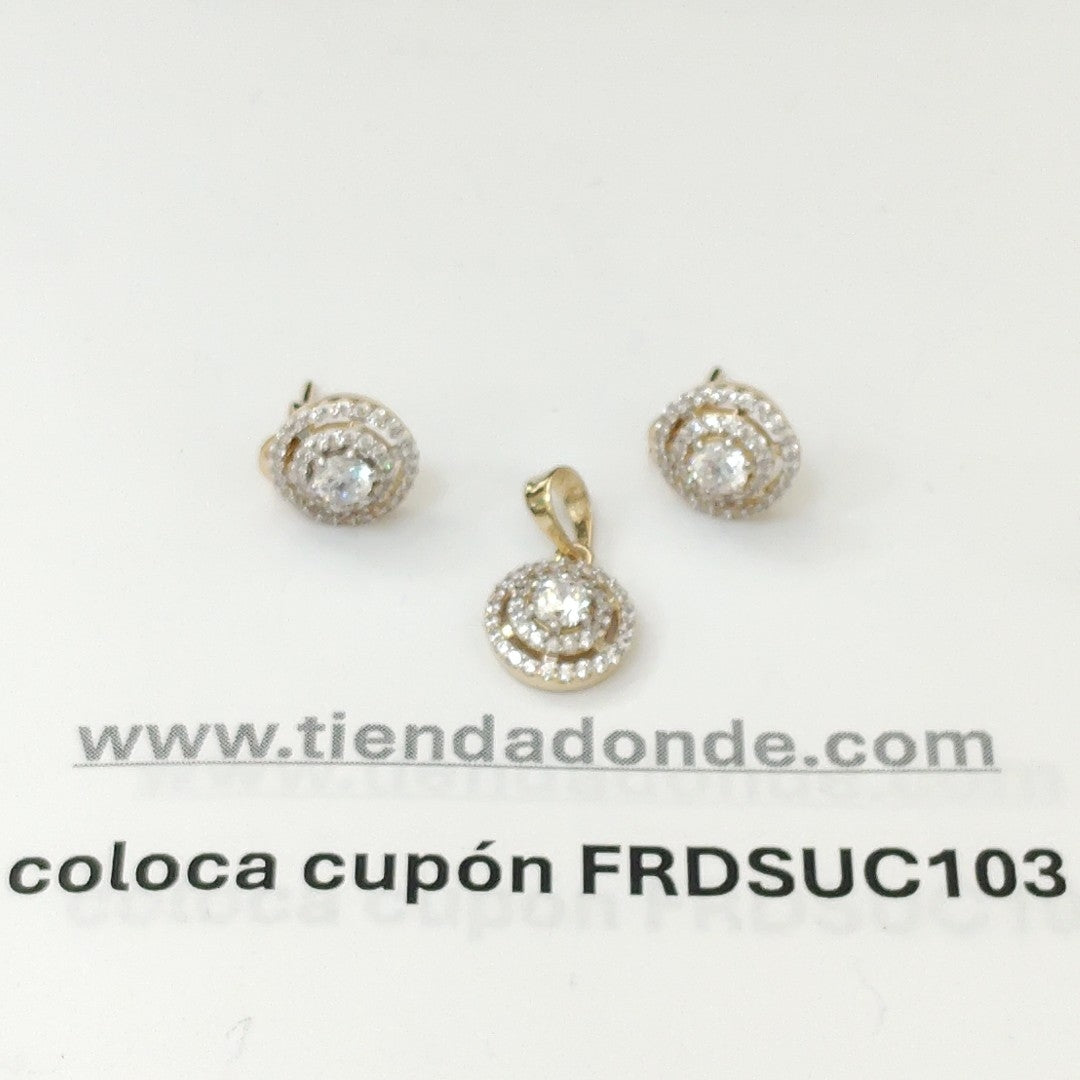 BROQUELES MEDIO ADEREZO BROQUELES Y DIJE C CIRCONIAS 14K 4 GR (NUEVO)