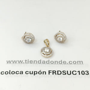 BROQUELES MEDIO ADEREZO BROQUELES Y DIJE C CIRCONIAS 14K 4 GR (NUEVO)