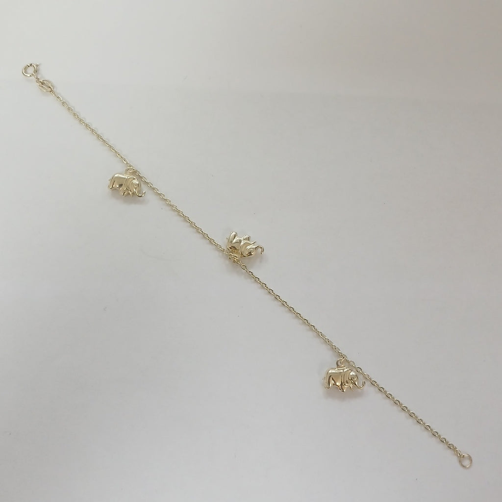 PULSERA ESPECIAL CON DIJES ELEFANTES 10K 18 CM 2.2 GR (NUEVO)