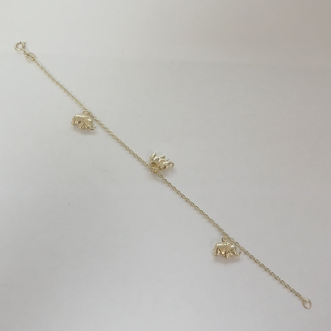 PULSERA ESPECIAL CON DIJES ELEFANTES 10K 18 CM 2.2 GR (NUEVO)