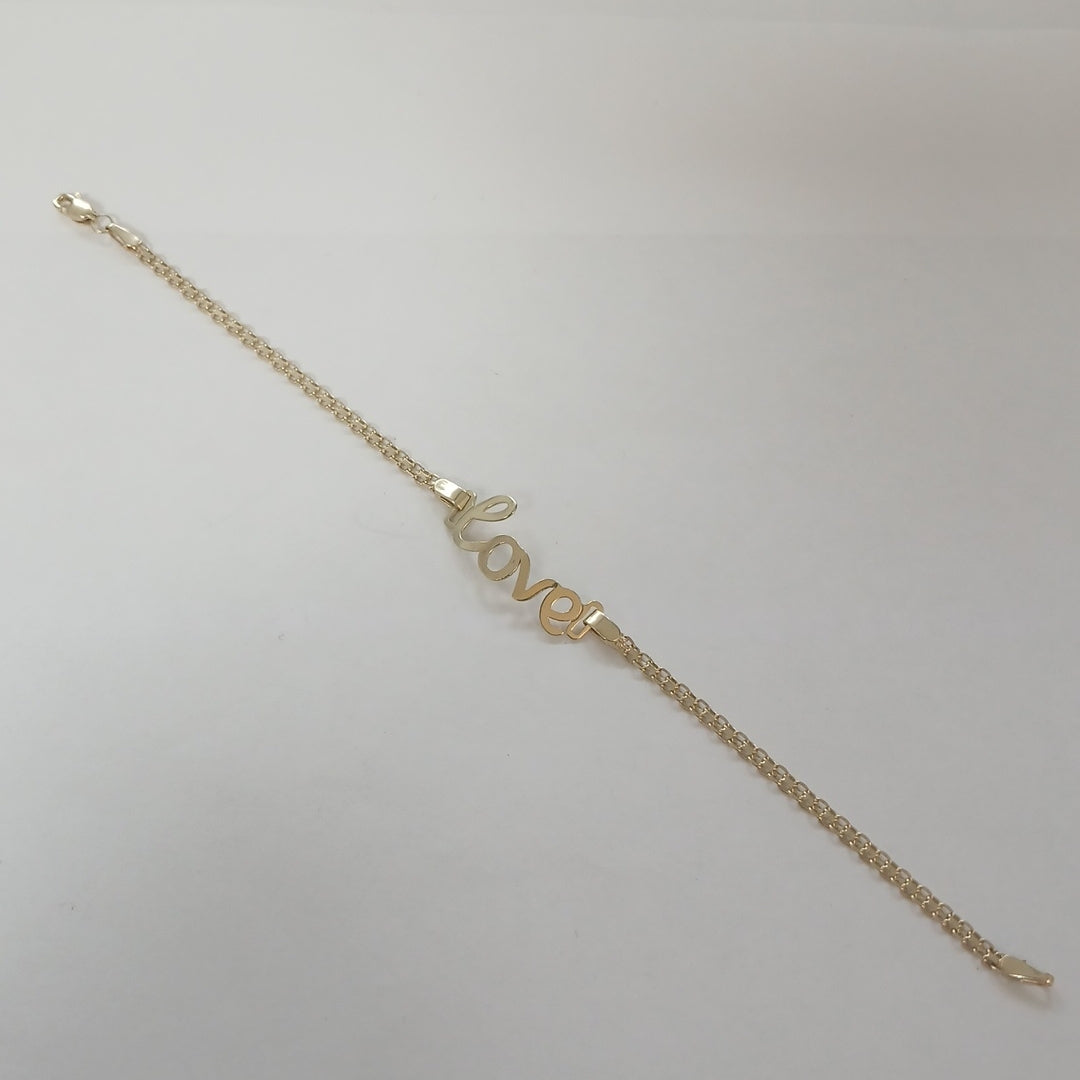 PULSERA ESCLAVA GRABADA LOVE 10K 18 CM 2.7 GR (NUEVO)
