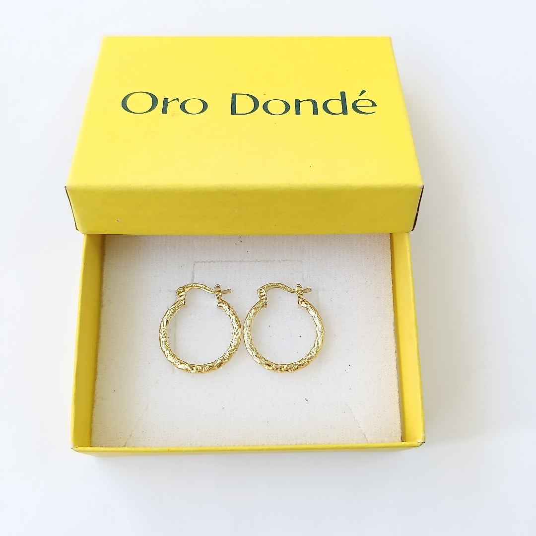 ARETES ARRACADAS LABRADAS 14K 2 GR (NUEVO)