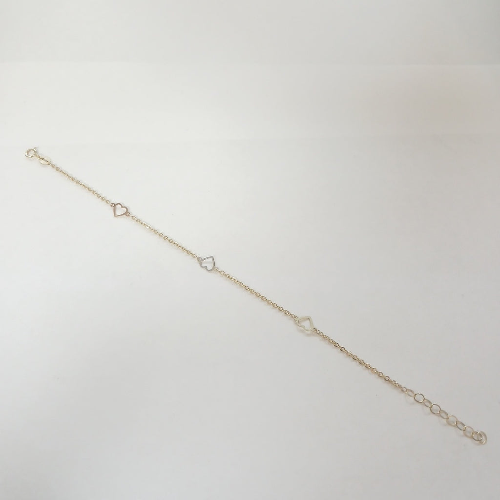 PULSERA ESPECIAL CON CORAZONES 10K 18 CM 1.2 GR (NUEVO)